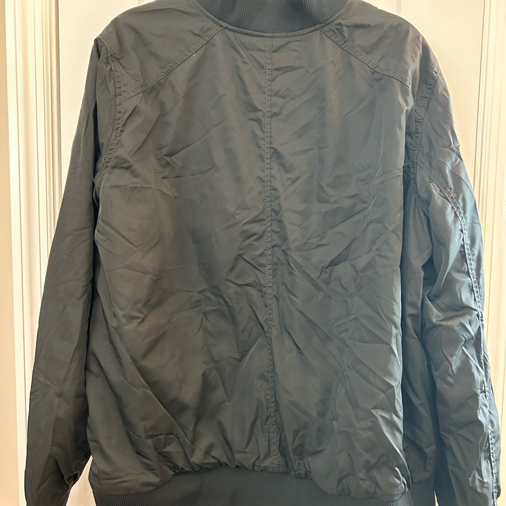 Old Navy Black Bomber Jacket with Gold Zipper - Picture 6 of 7